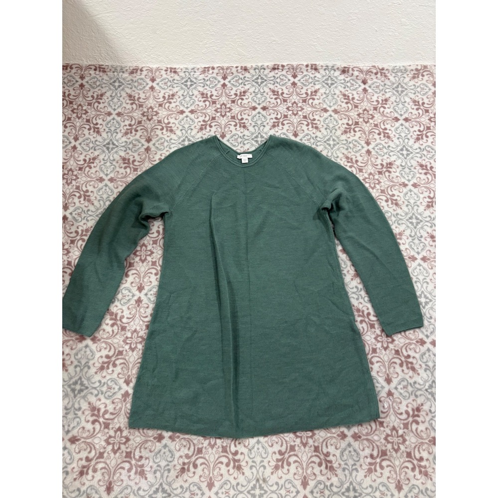 J. Jill Washable Merino Wool Tunic Sweater Green A-Line Raglan XS